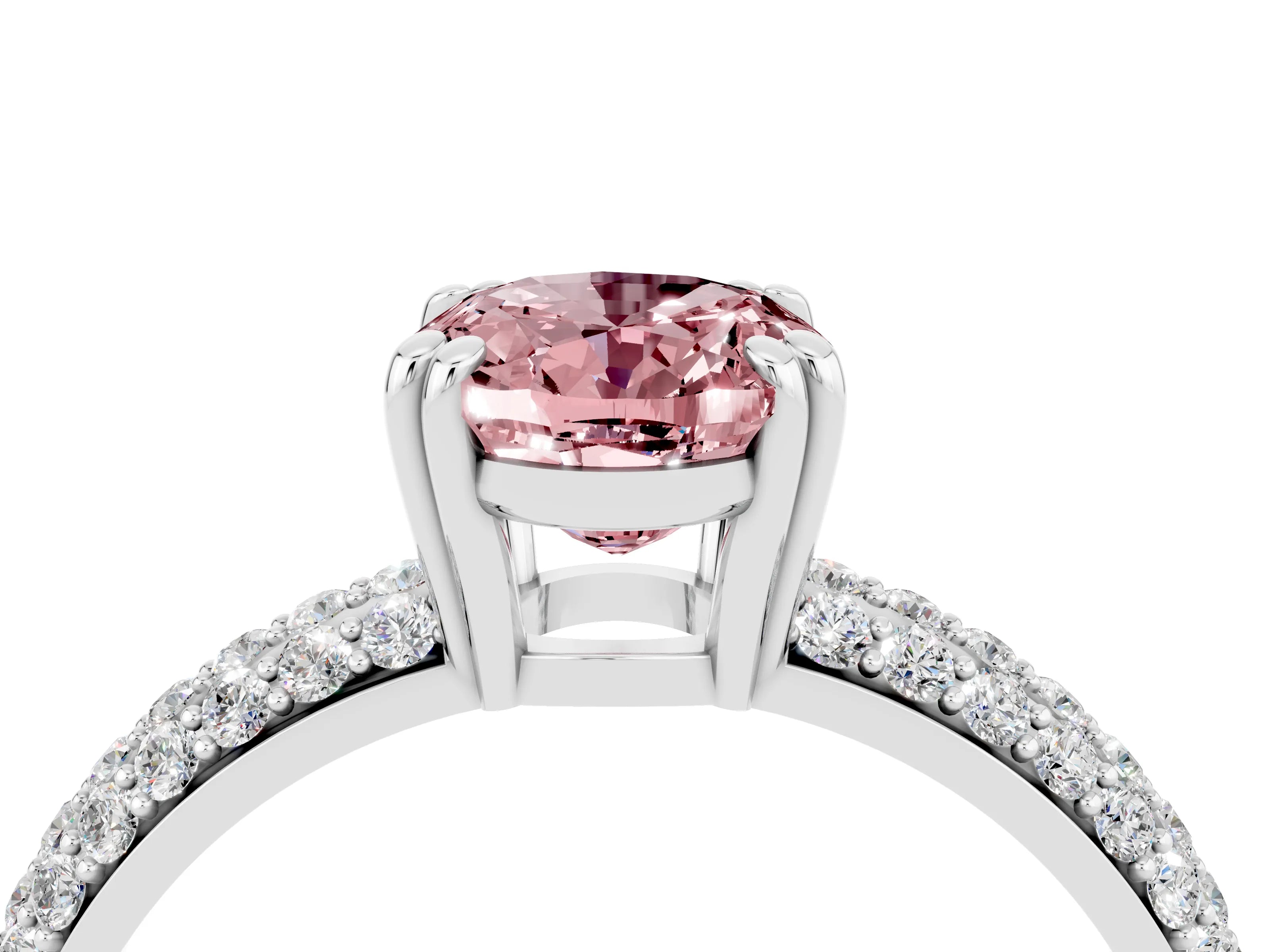 White gold Oval Cut Cut Pave Diamond Engagement Ring with Channel Set Band and Four-Prong Setting_4