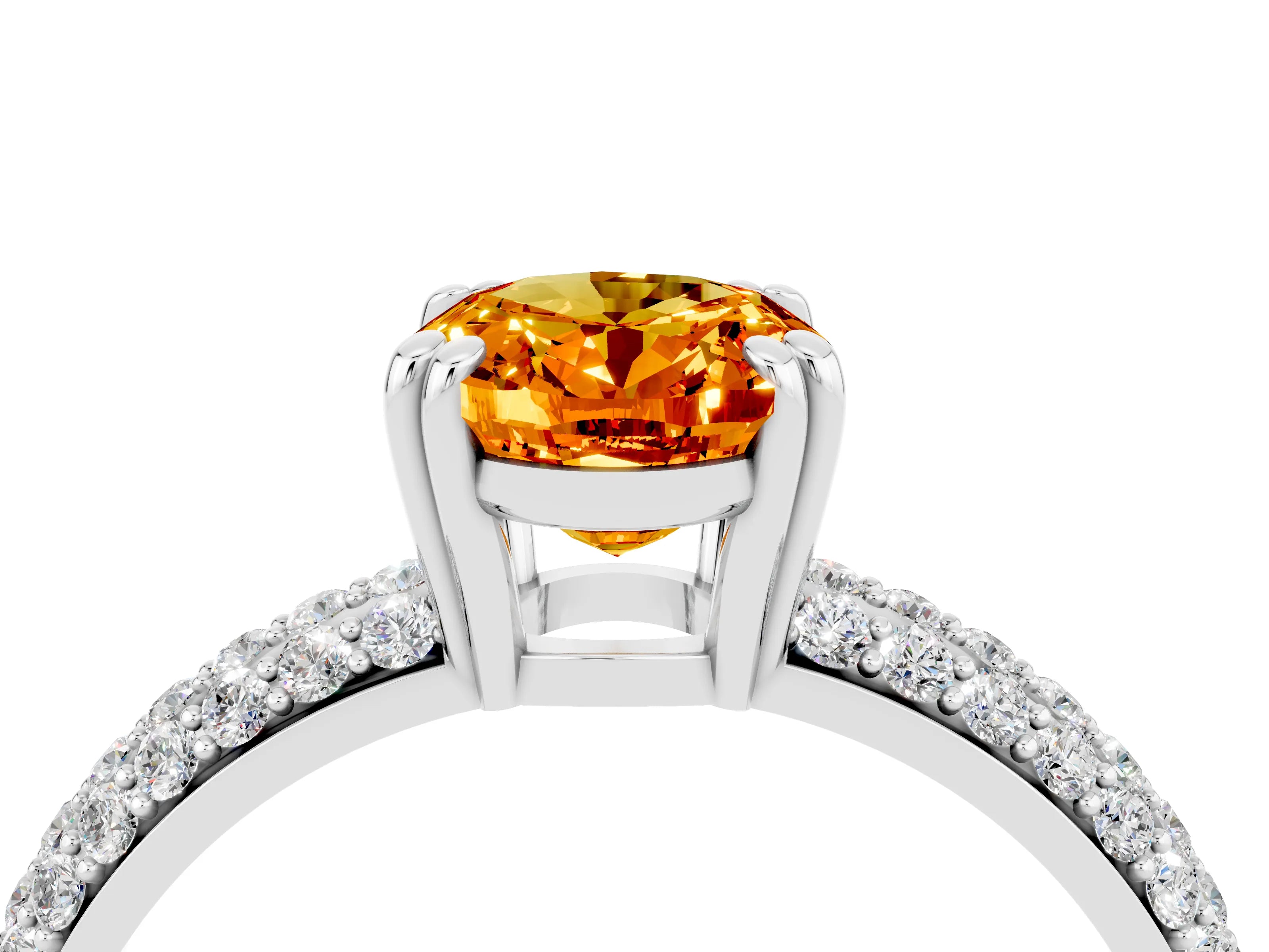 White gold Oval Cut Cut Pave Diamond Engagement Ring with Channel Set Band and Four-Prong Setting_4