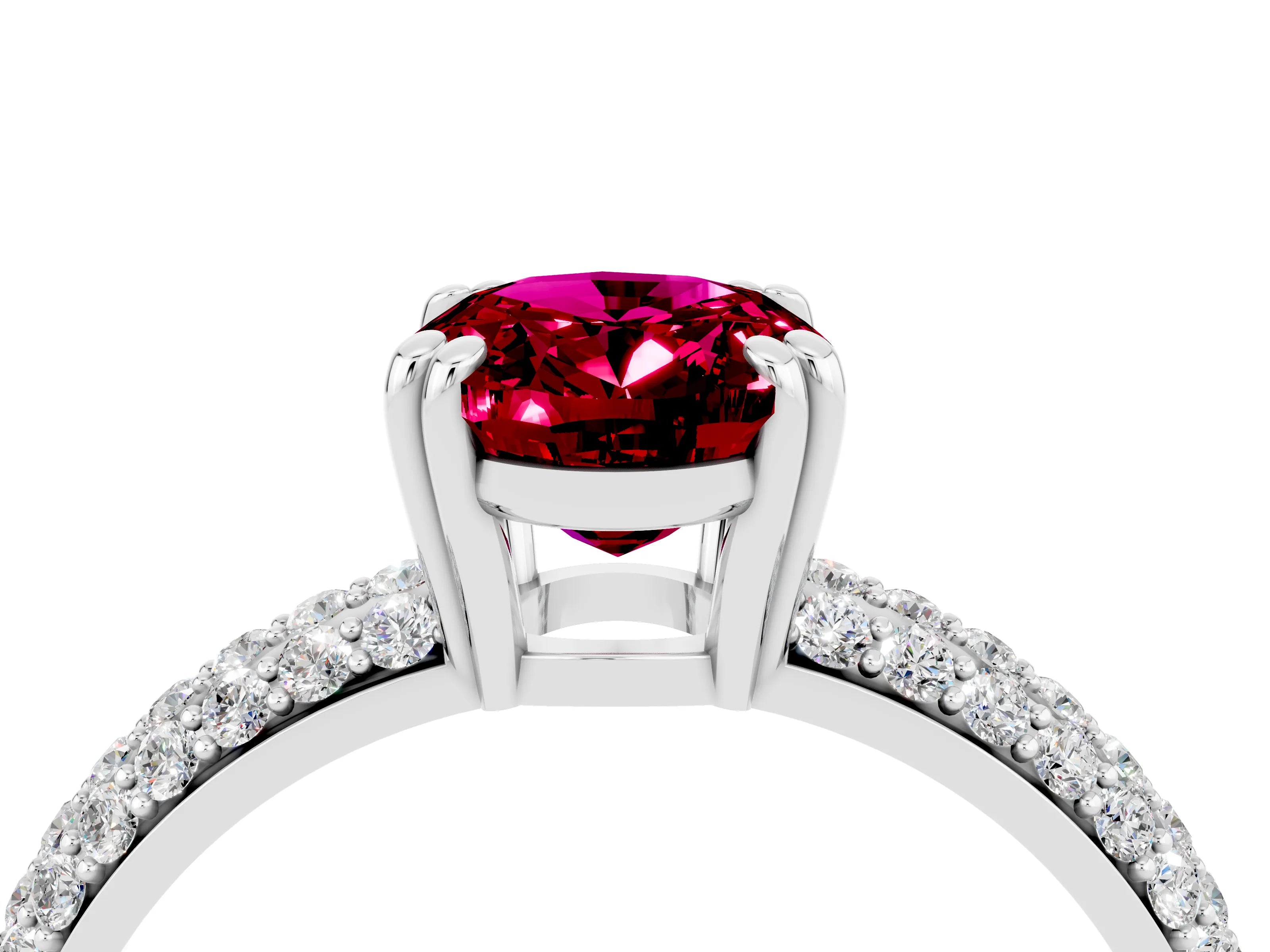 White gold Oval Cut Cut Pave Diamond Engagement Ring with Channel Set Band and Four-Prong Setting_4