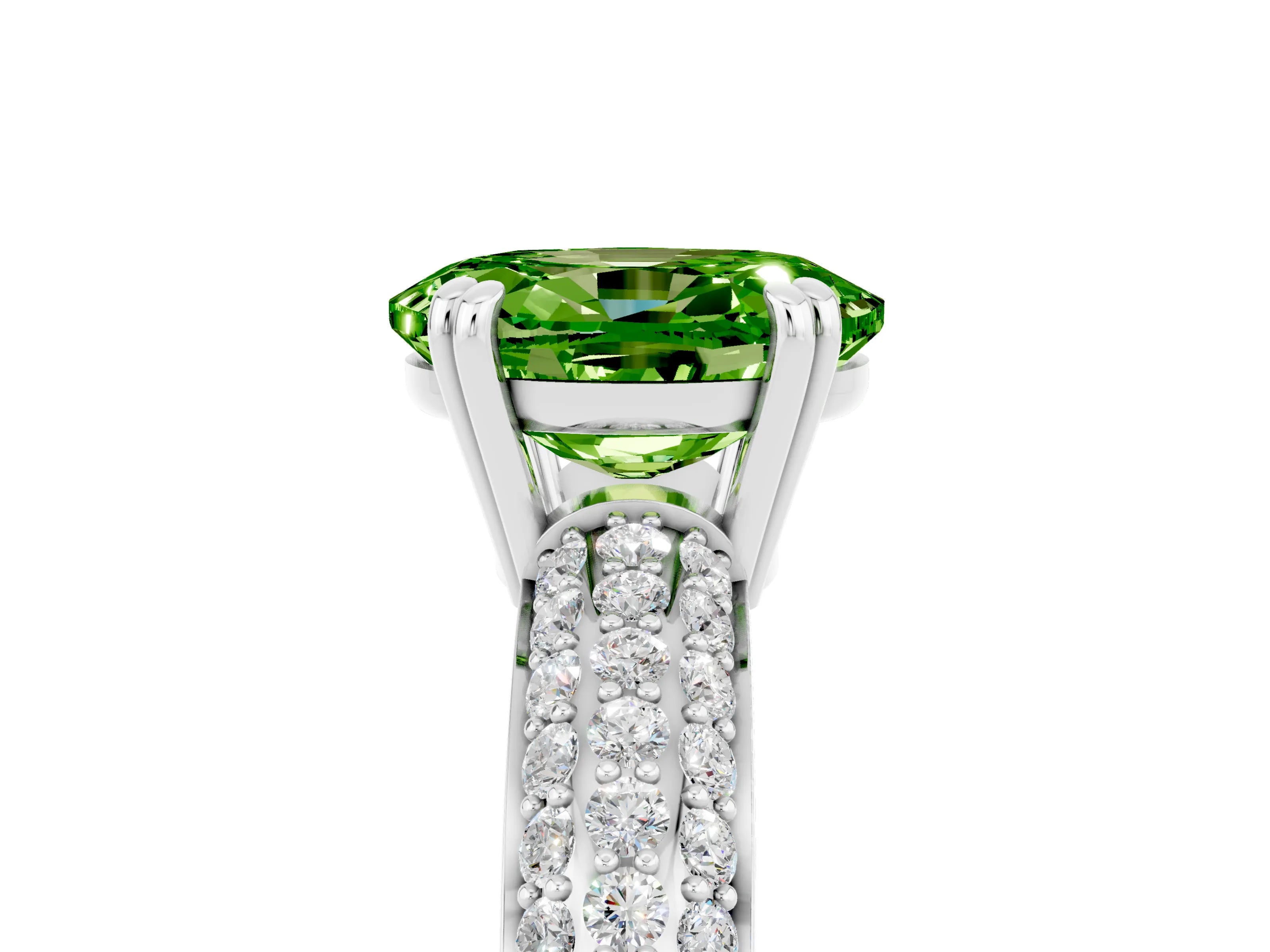 White gold Oval Cut Cut Pave Diamond Engagement Ring with Channel Set Band and Four-Prong Setting_5