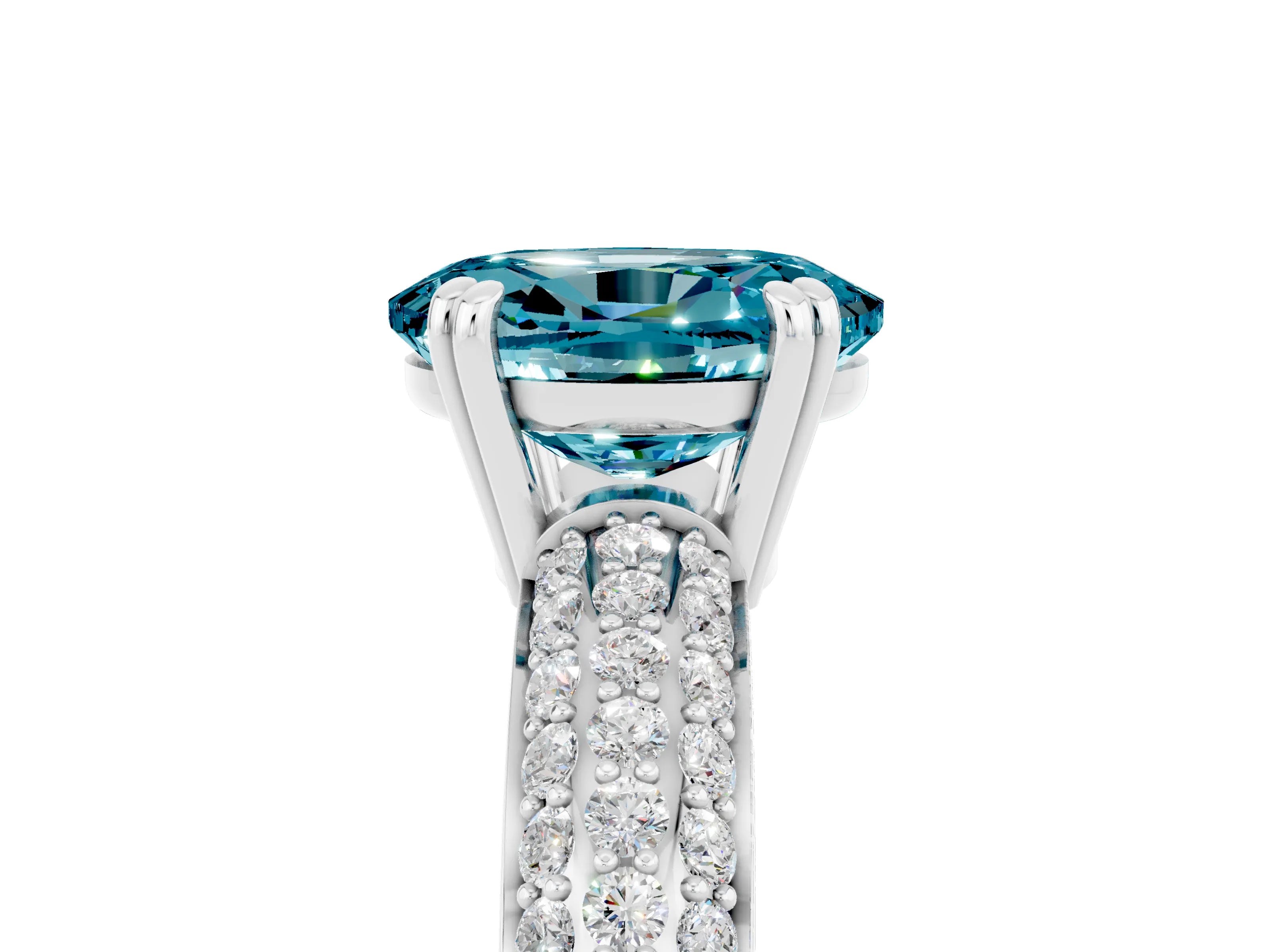 White gold Oval Cut Cut Pave Diamond Engagement Ring with Channel Set Band and Four-Prong Setting_5