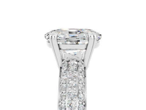 White gold Oval Cut Cut Pave Diamond Engagement Ring with Channel Set Band and Four-Prong Setting_5