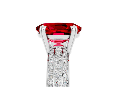 White gold Oval Cut Cut Pave Diamond Engagement Ring with Channel Set Band and Four-Prong Setting_5