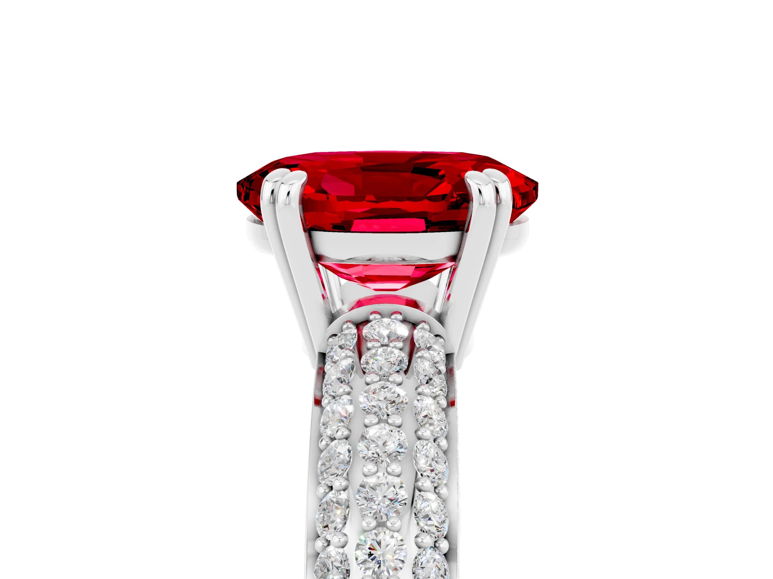 White gold Oval Cut Cut Pave Diamond Engagement Ring with Channel Set Band and Four-Prong Setting_5