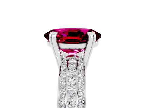 White gold Oval Cut Cut Pave Diamond Engagement Ring with Channel Set Band and Four-Prong Setting_5