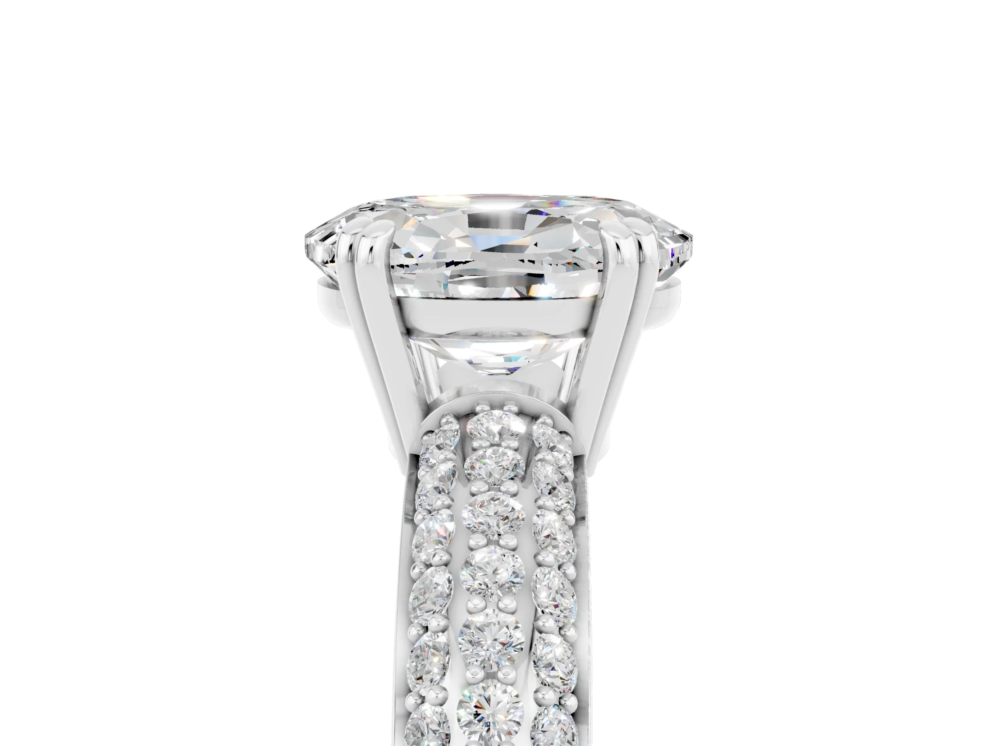 White gold Oval Cut Cut Pave Diamond Engagement Ring with Channel Set Band and Four-Prong Setting_5
