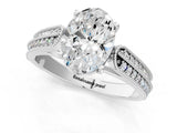 Silver 0.55 Carat E VVS1 Princess Cut Pave Split Shank Engagement Ring with Four-Prong Setting