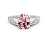 White gold Oval Cut Cut Split Shank Pave Diamond Engagement Ring with Four-Prong Setting