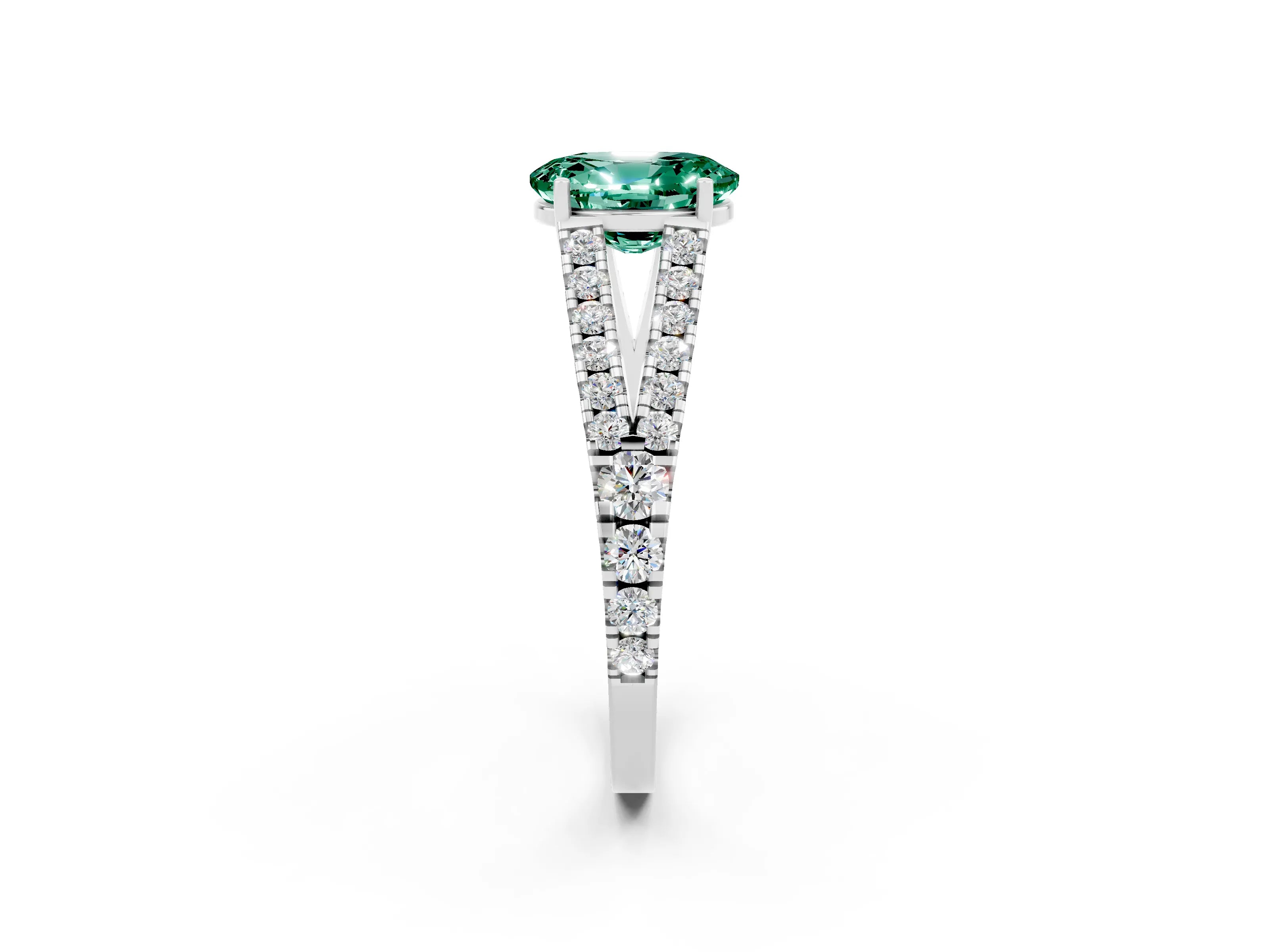 White gold Oval Cut Cut Split Shank Pave Diamond Engagement Ring with Four-Prong Setting_2