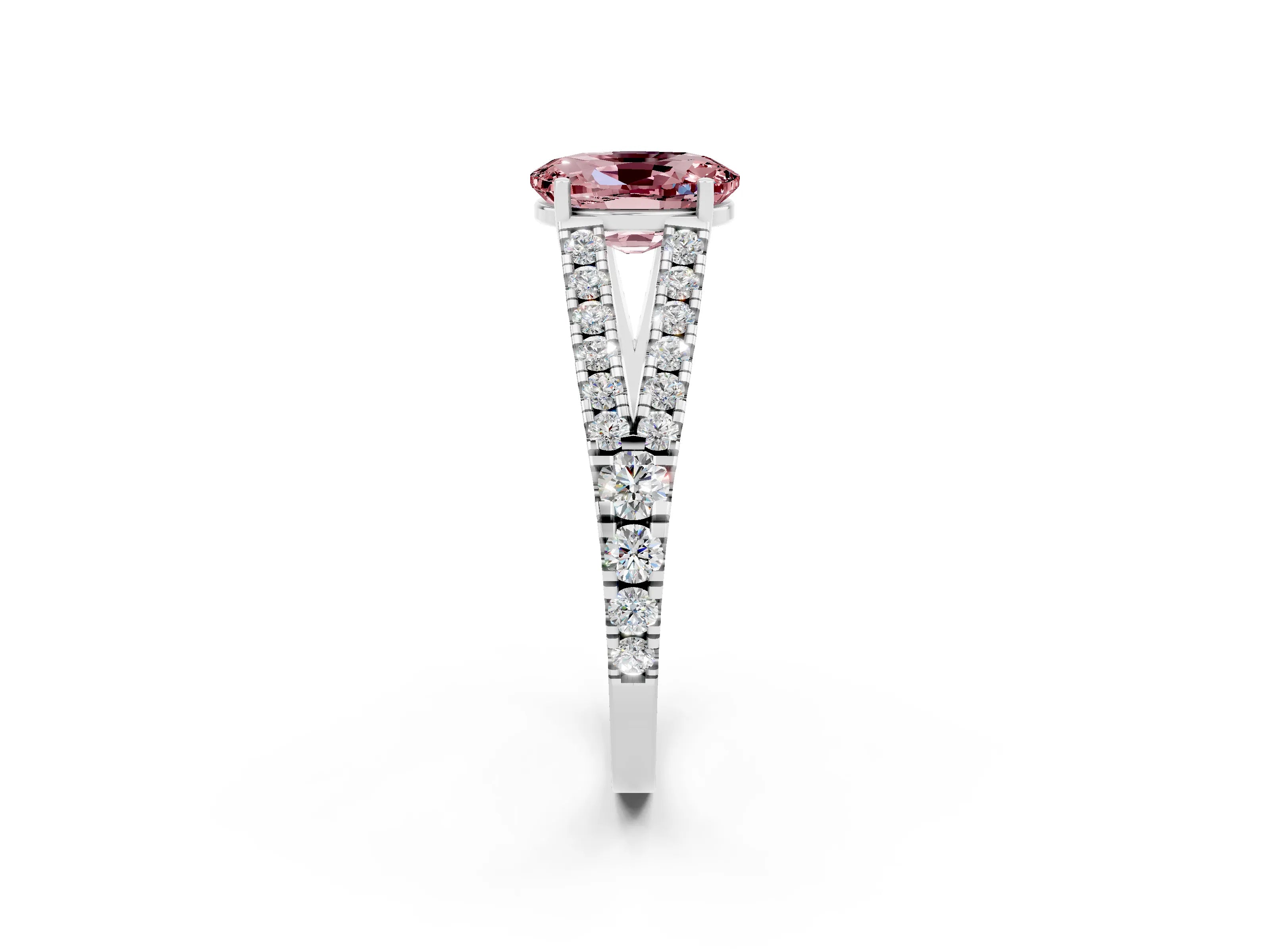 White gold Oval Cut Cut Split Shank Pave Diamond Engagement Ring with Four-Prong Setting_2