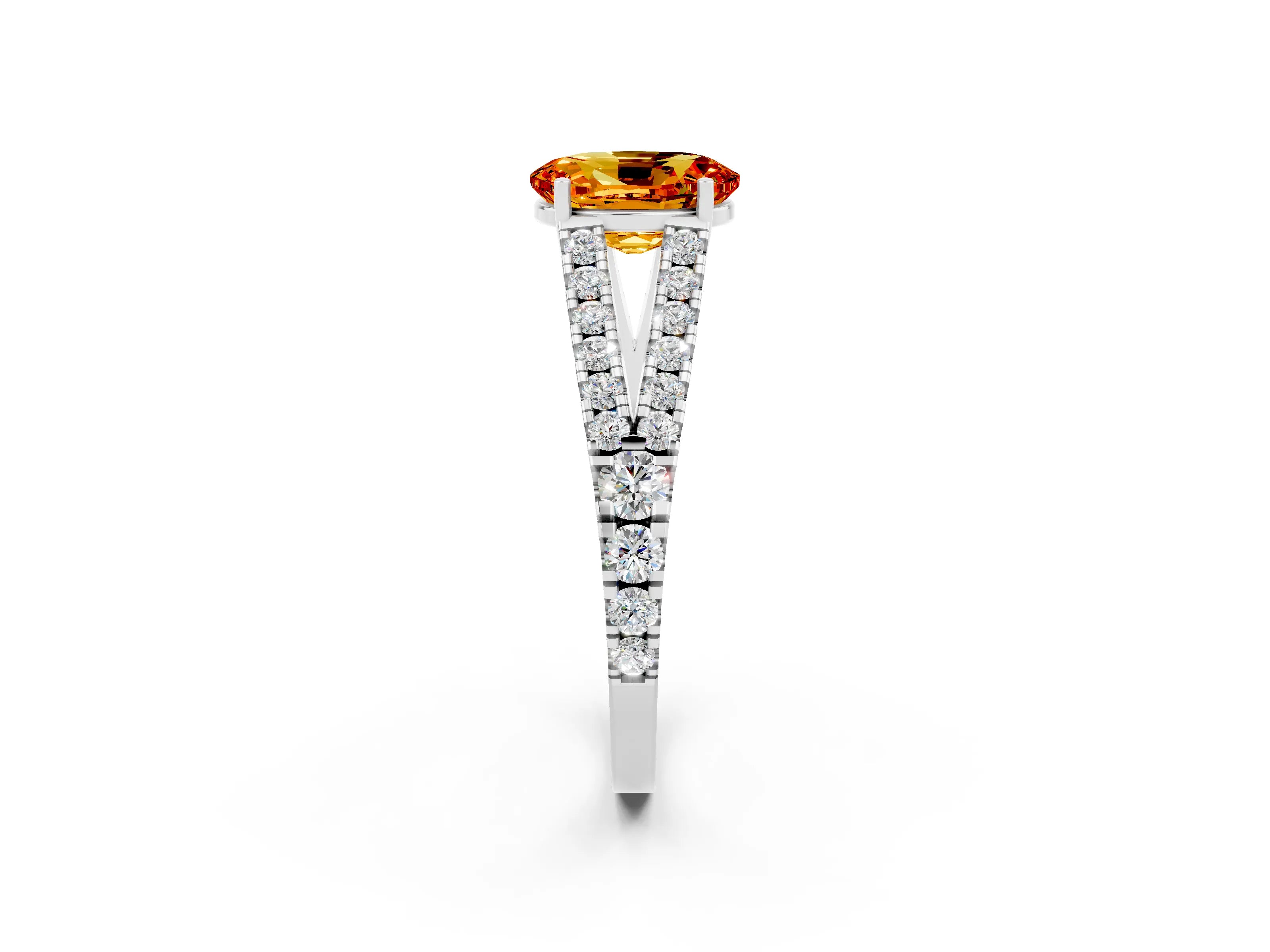 White gold Oval Cut Cut Split Shank Pave Diamond Engagement Ring with Four-Prong Setting_2