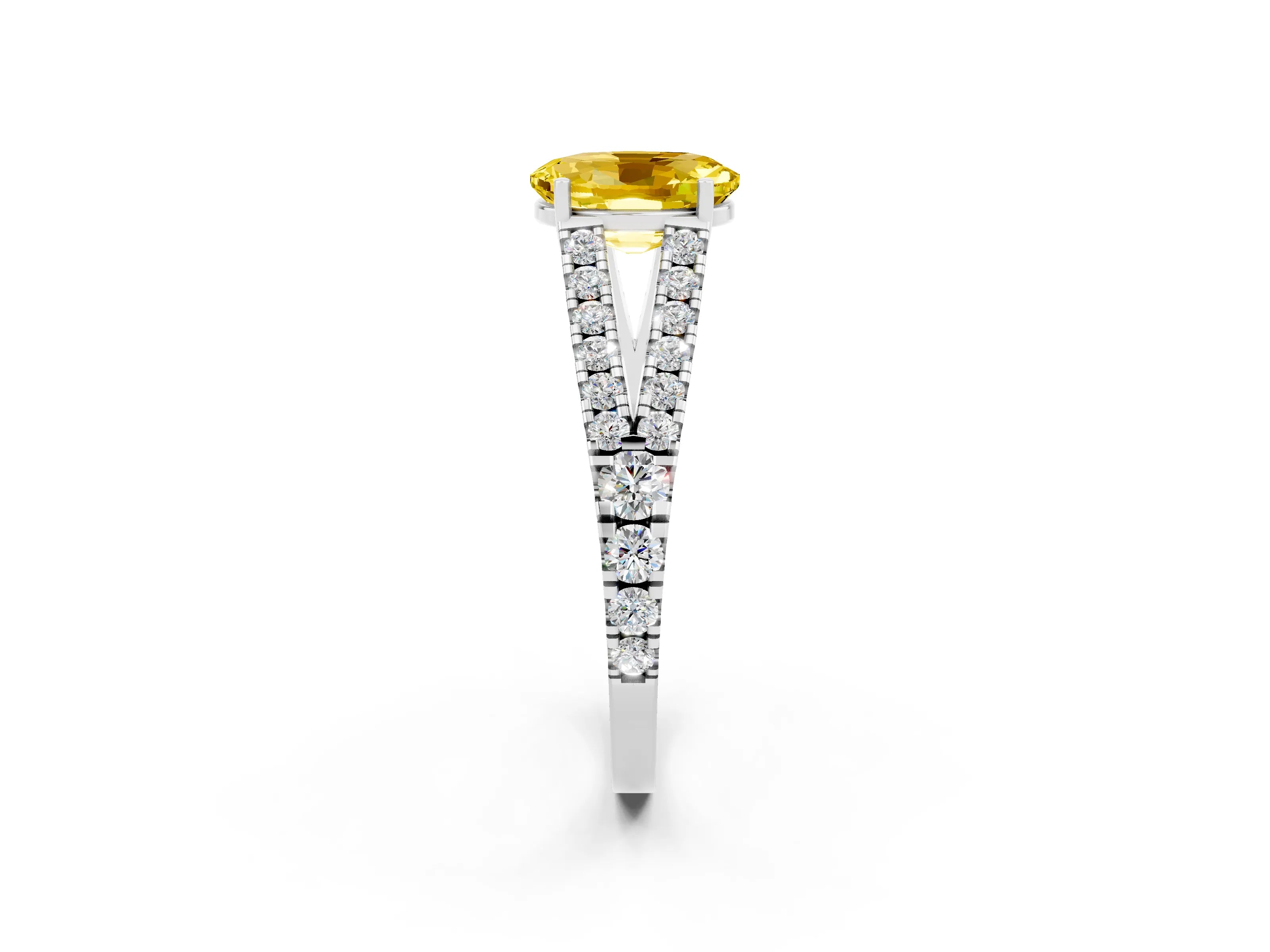 White gold Oval Cut Cut Split Shank Pave Diamond Engagement Ring with Four-Prong Setting_2