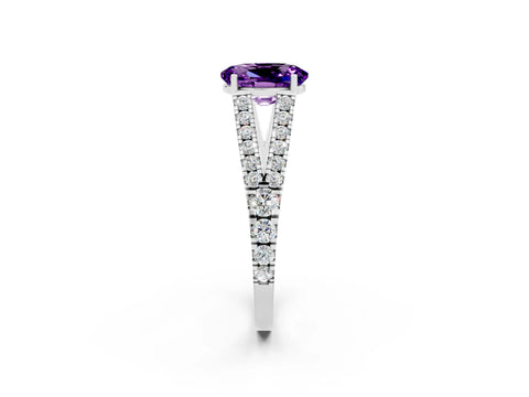 White gold Oval Cut Cut Split Shank Pave Diamond Engagement Ring with Four-Prong Setting_2