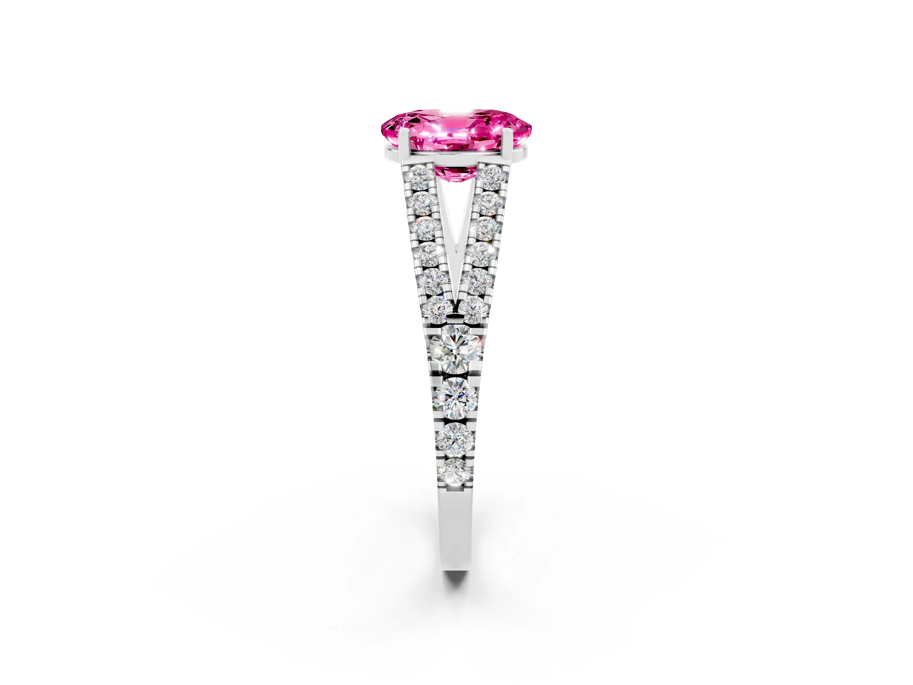 White gold Oval Cut Cut Split Shank Pave Diamond Engagement Ring with Four-Prong Setting_2