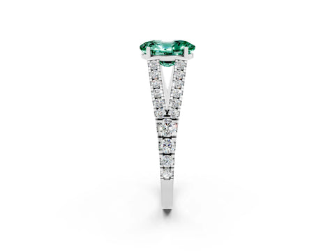 White gold Oval Cut Cut Split Shank Pave Diamond Engagement Ring with Four-Prong Setting_2