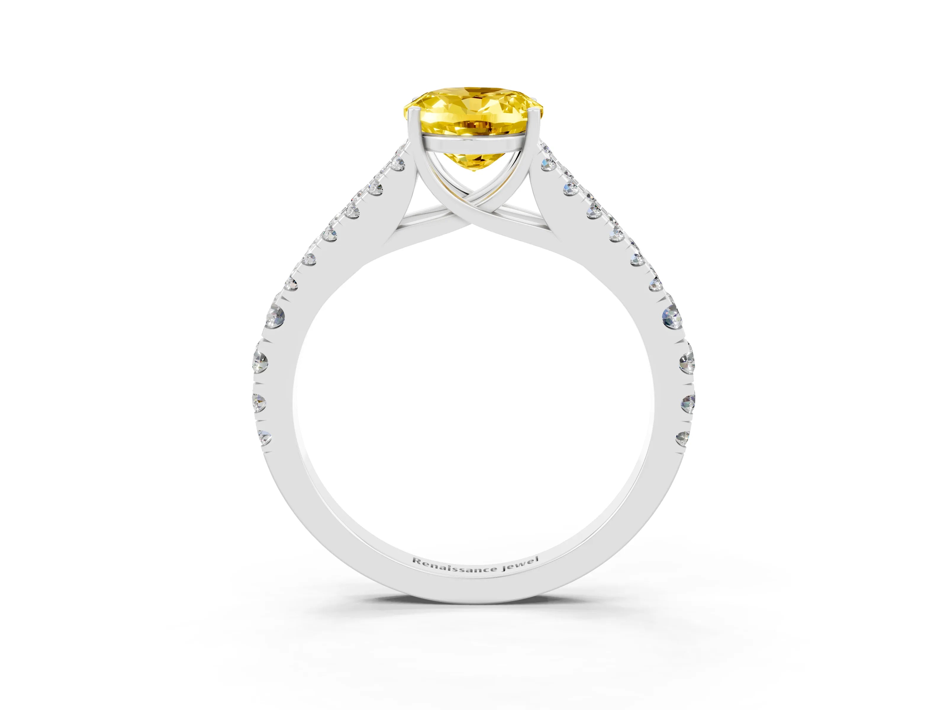 White gold Oval Cut Cut Split Shank Pave Diamond Engagement Ring with Four-Prong Setting_3