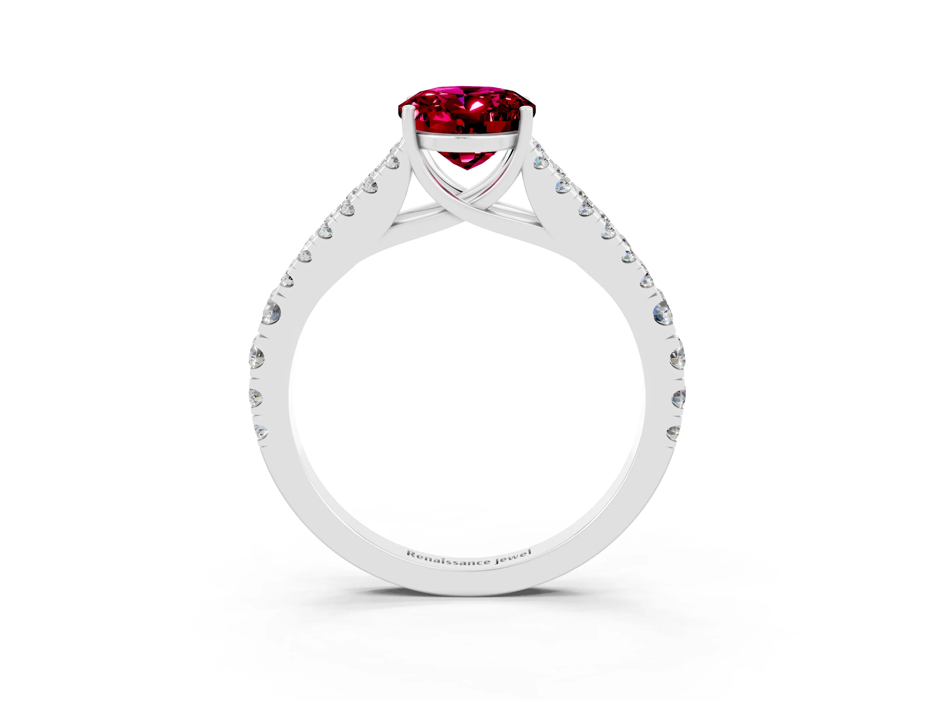 White gold Oval Cut Cut Split Shank Pave Diamond Engagement Ring with Four-Prong Setting_3