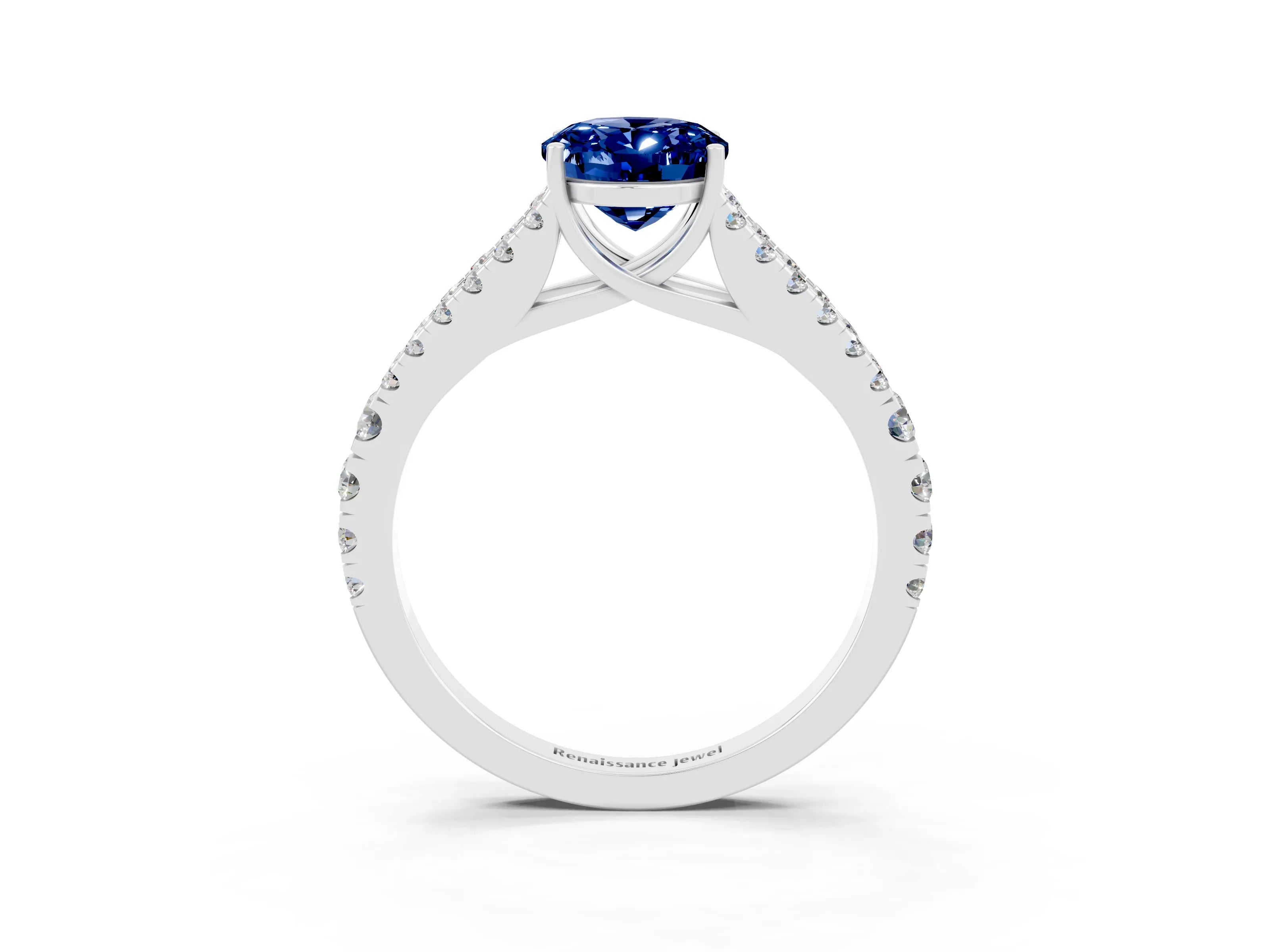 White gold Oval Cut Cut Split Shank Pave Diamond Engagement Ring with Four-Prong Setting_3