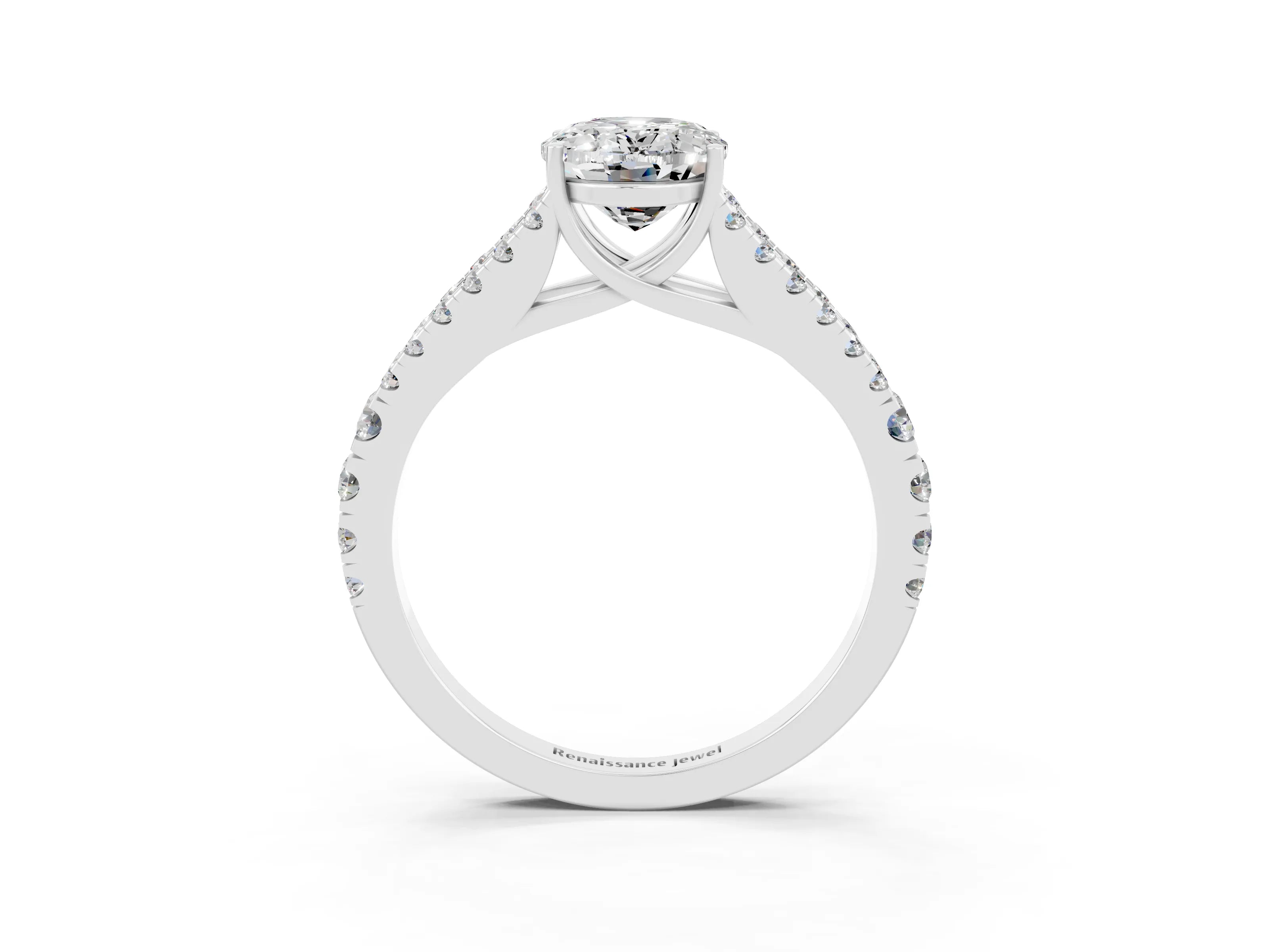 White gold Oval Cut Cut Split Shank Pave Diamond Engagement Ring with Four-Prong Setting_3