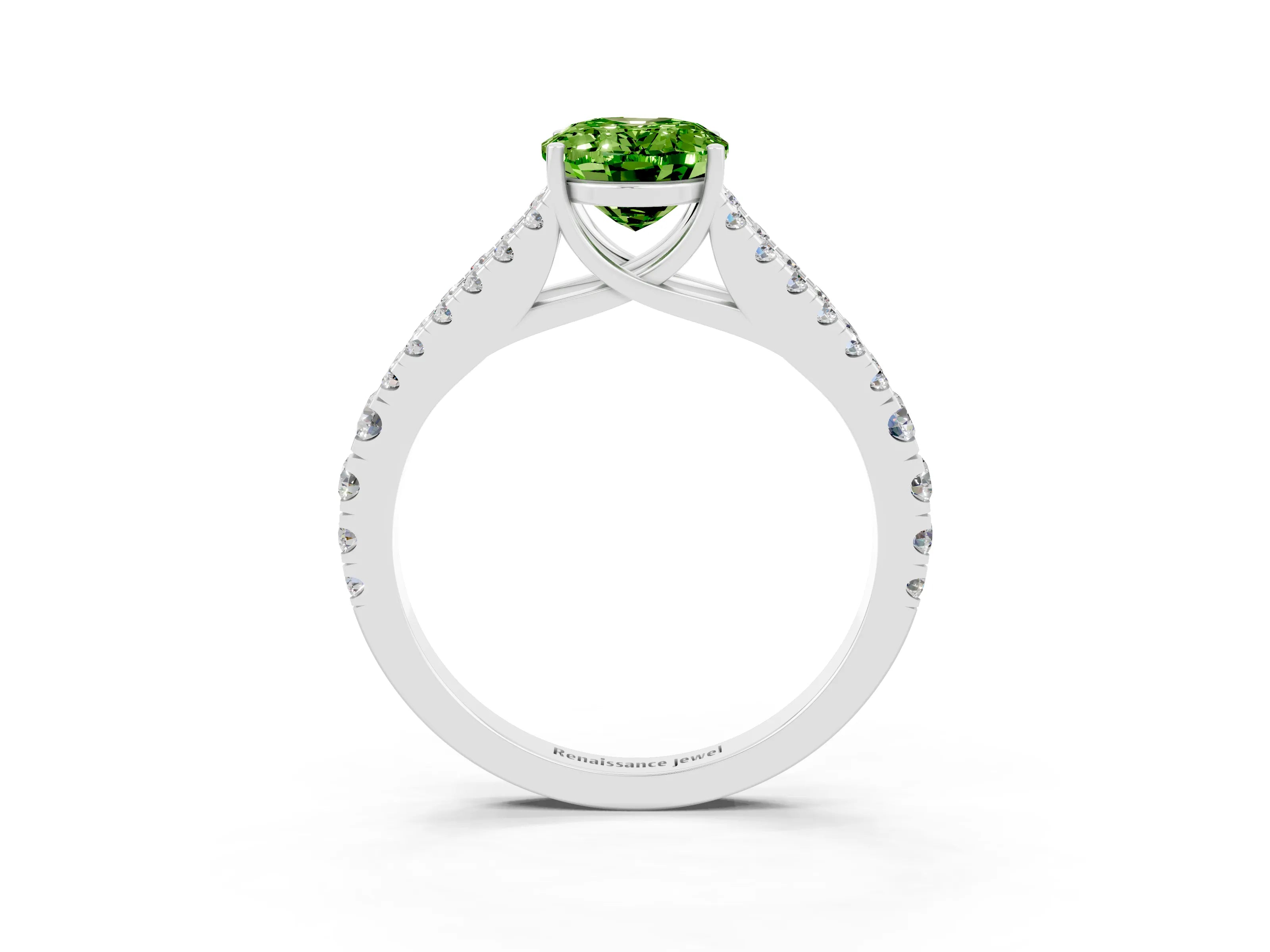 White gold Oval Cut Cut Split Shank Pave Diamond Engagement Ring with Four-Prong Setting_3