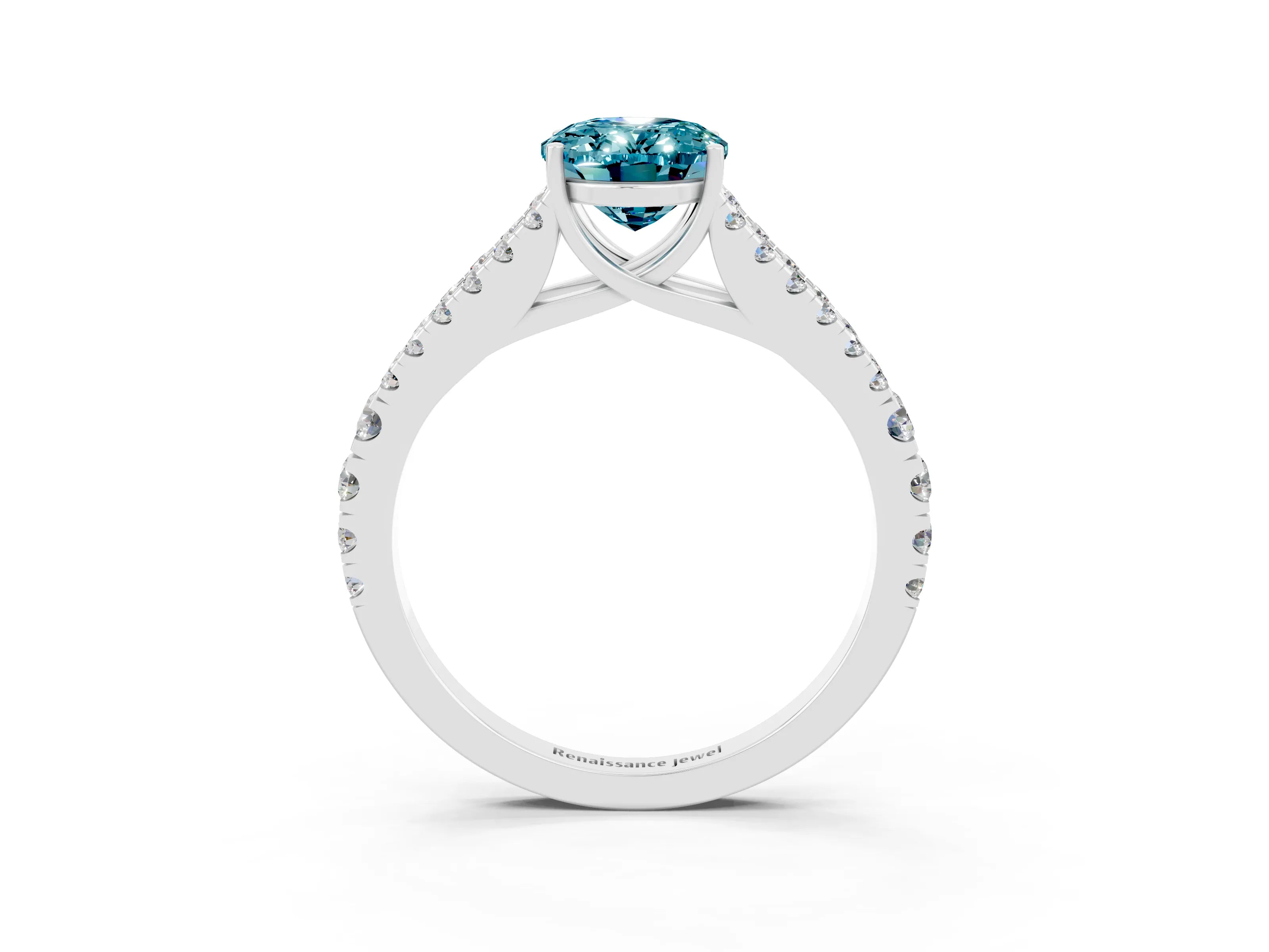 White gold Oval Cut Cut Split Shank Pave Diamond Engagement Ring with Four-Prong Setting_3
