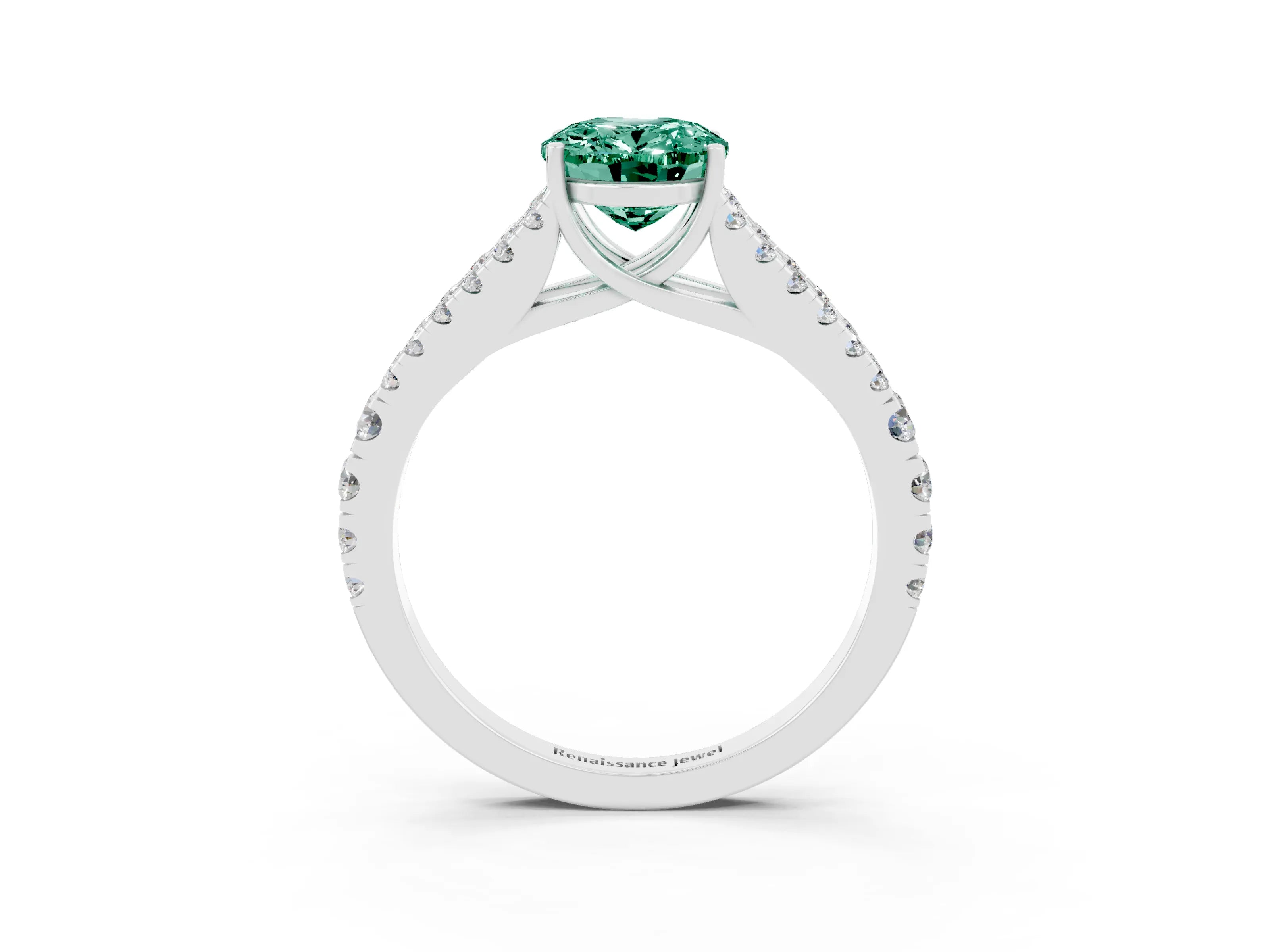 White gold Oval Cut Cut Split Shank Pave Diamond Engagement Ring with Four-Prong Setting_3
