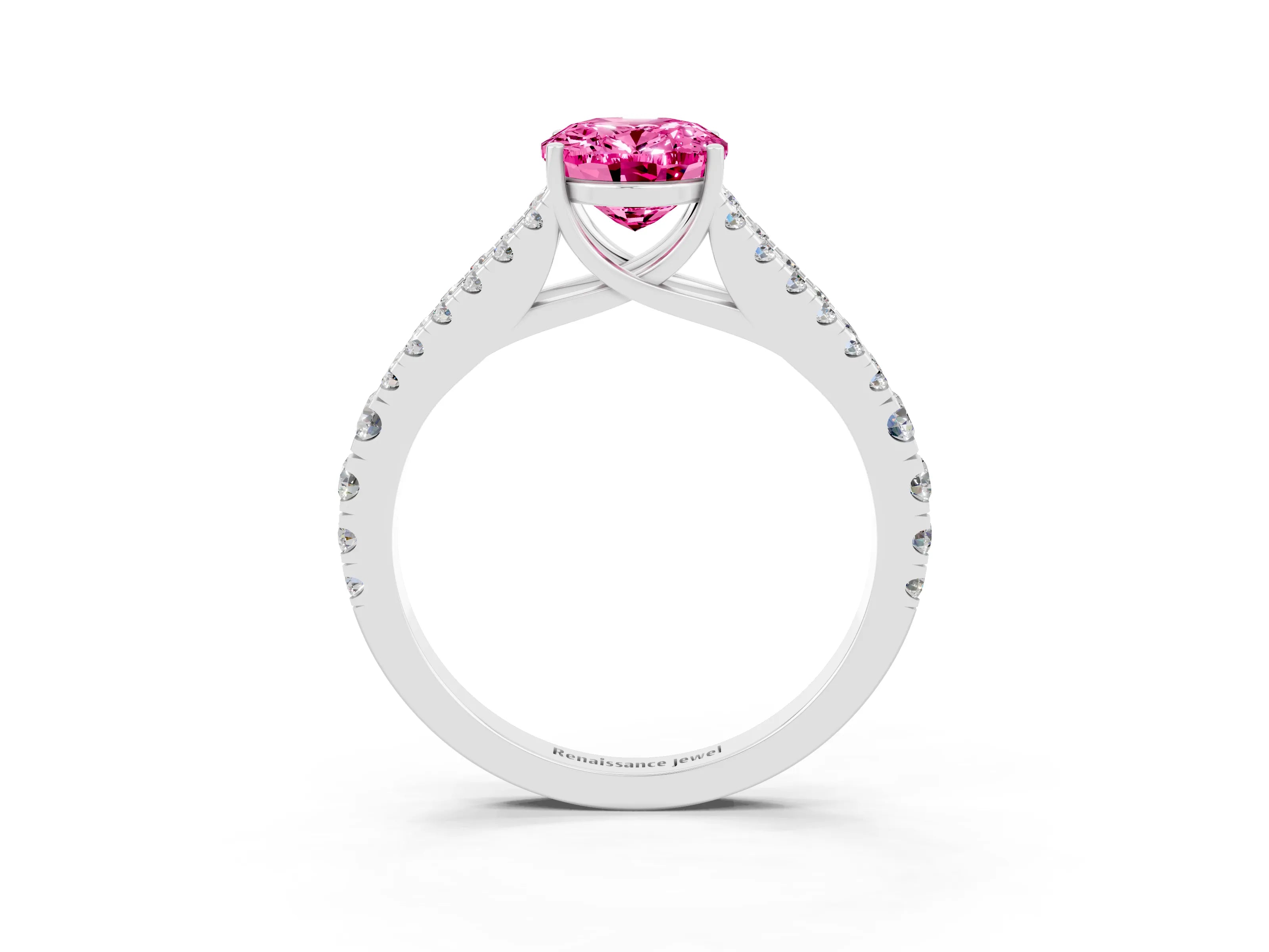 White gold Oval Cut Cut Split Shank Pave Diamond Engagement Ring with Four-Prong Setting_3