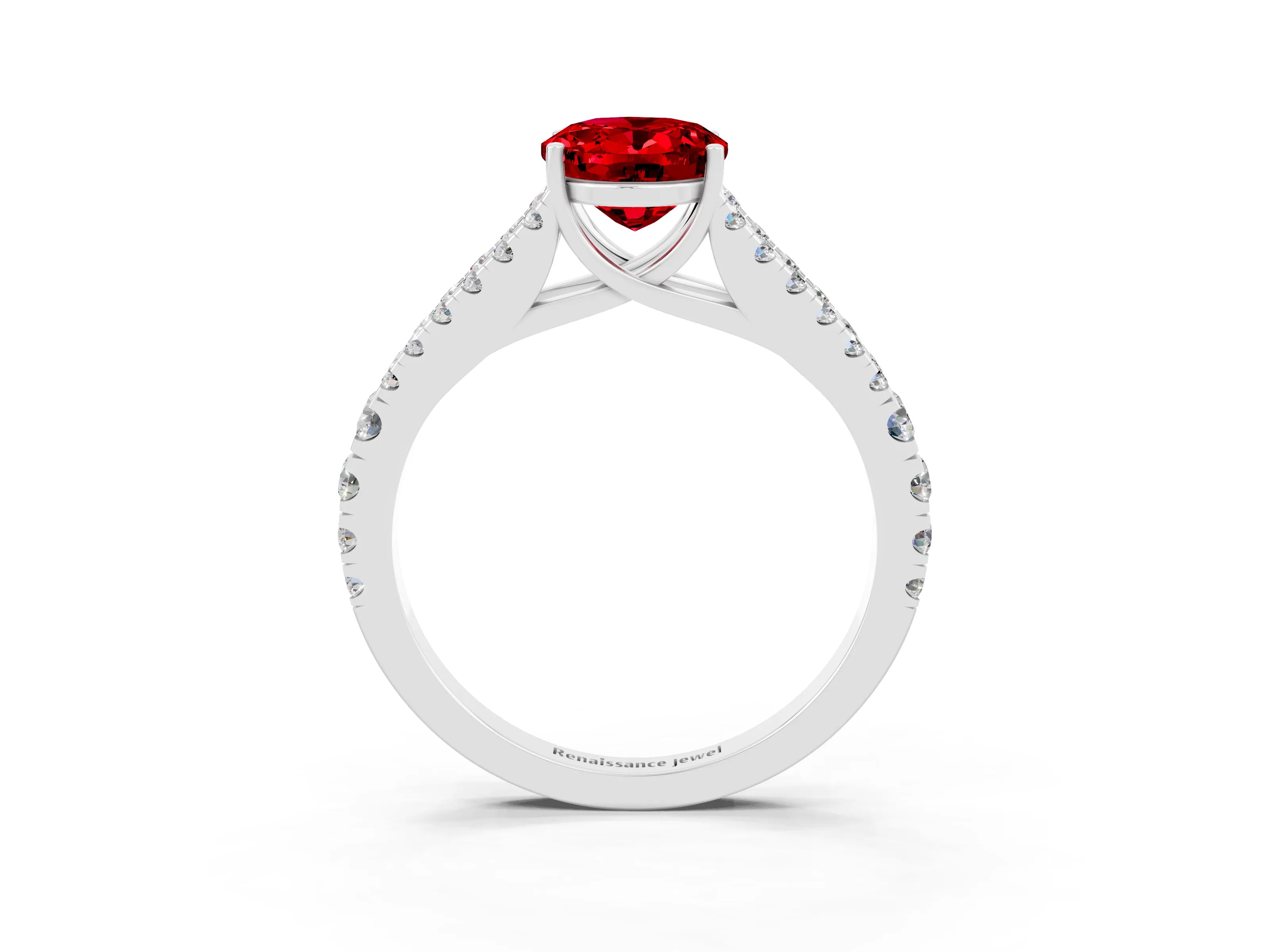 White gold Oval Cut Cut Split Shank Pave Diamond Engagement Ring with Four-Prong Setting_3