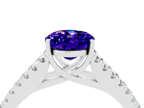 White gold Oval Cut Cut Split Shank Pave Diamond Engagement Ring with Four-Prong Setting_4