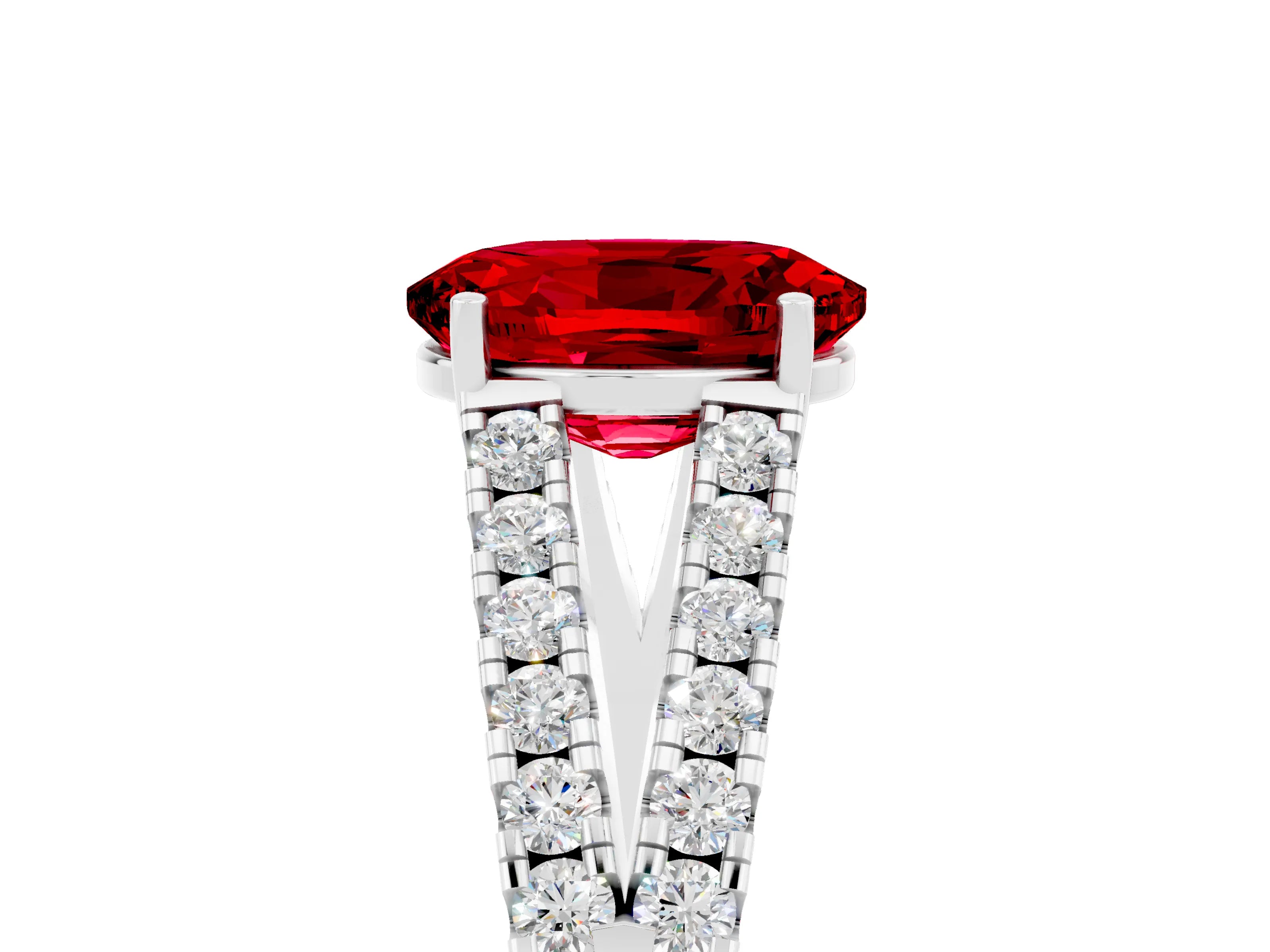 White gold Oval Cut Cut Split Shank Pave Diamond Engagement Ring with Four-Prong Setting_5