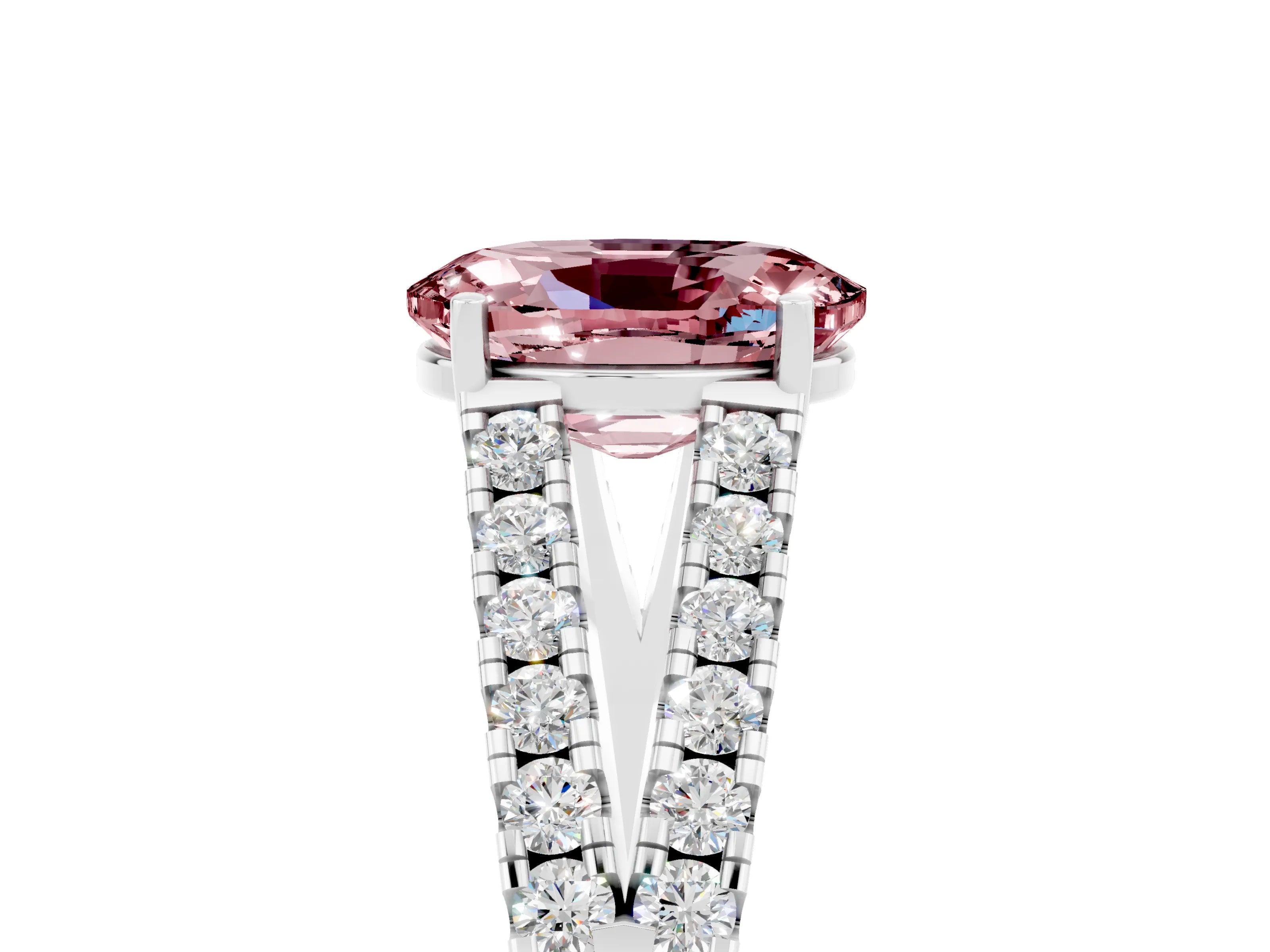 White gold Oval Cut Cut Split Shank Pave Diamond Engagement Ring with Four-Prong Setting_5
