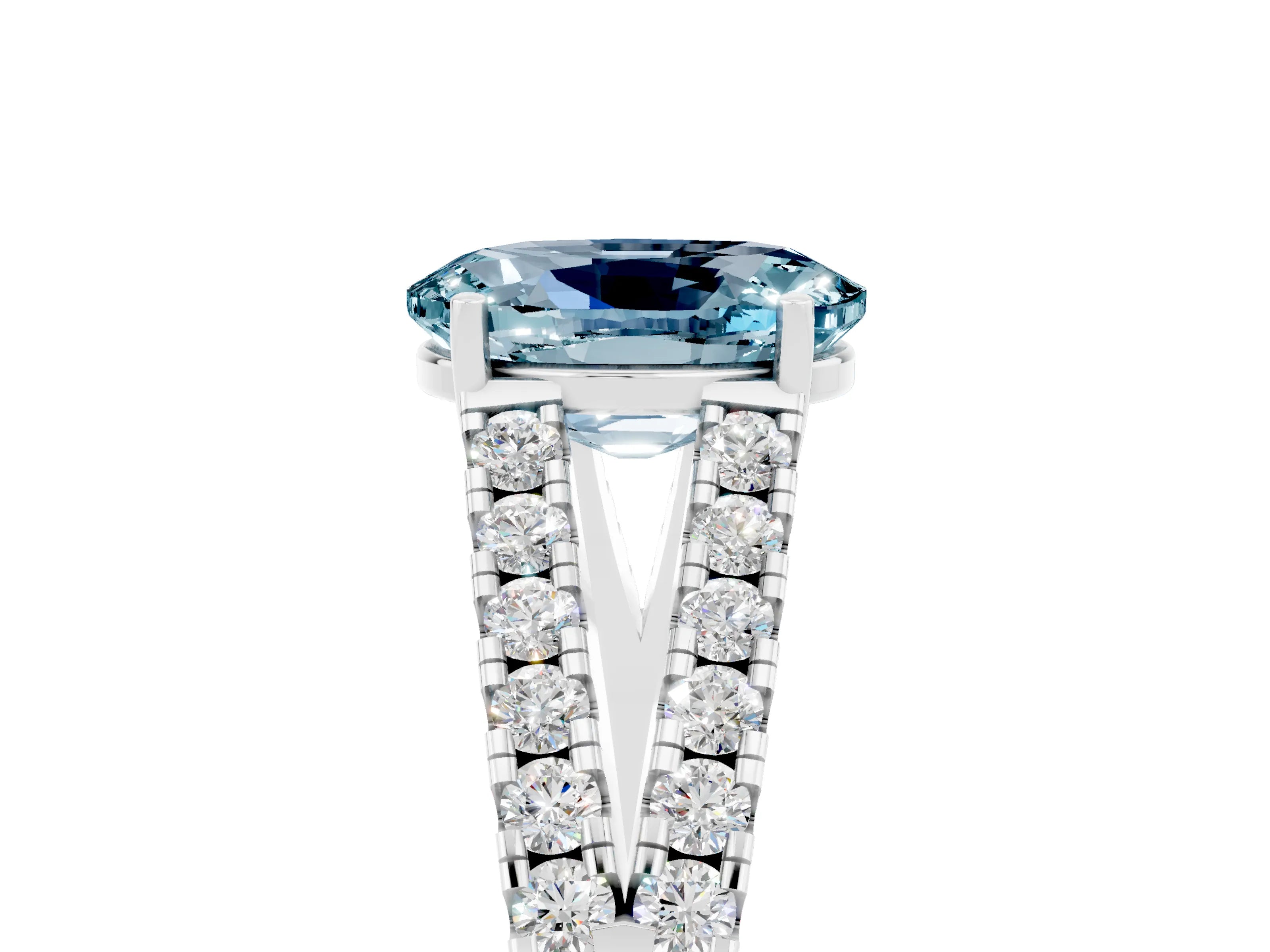 White gold Oval Cut Cut Split Shank Pave Diamond Engagement Ring with Four-Prong Setting_5