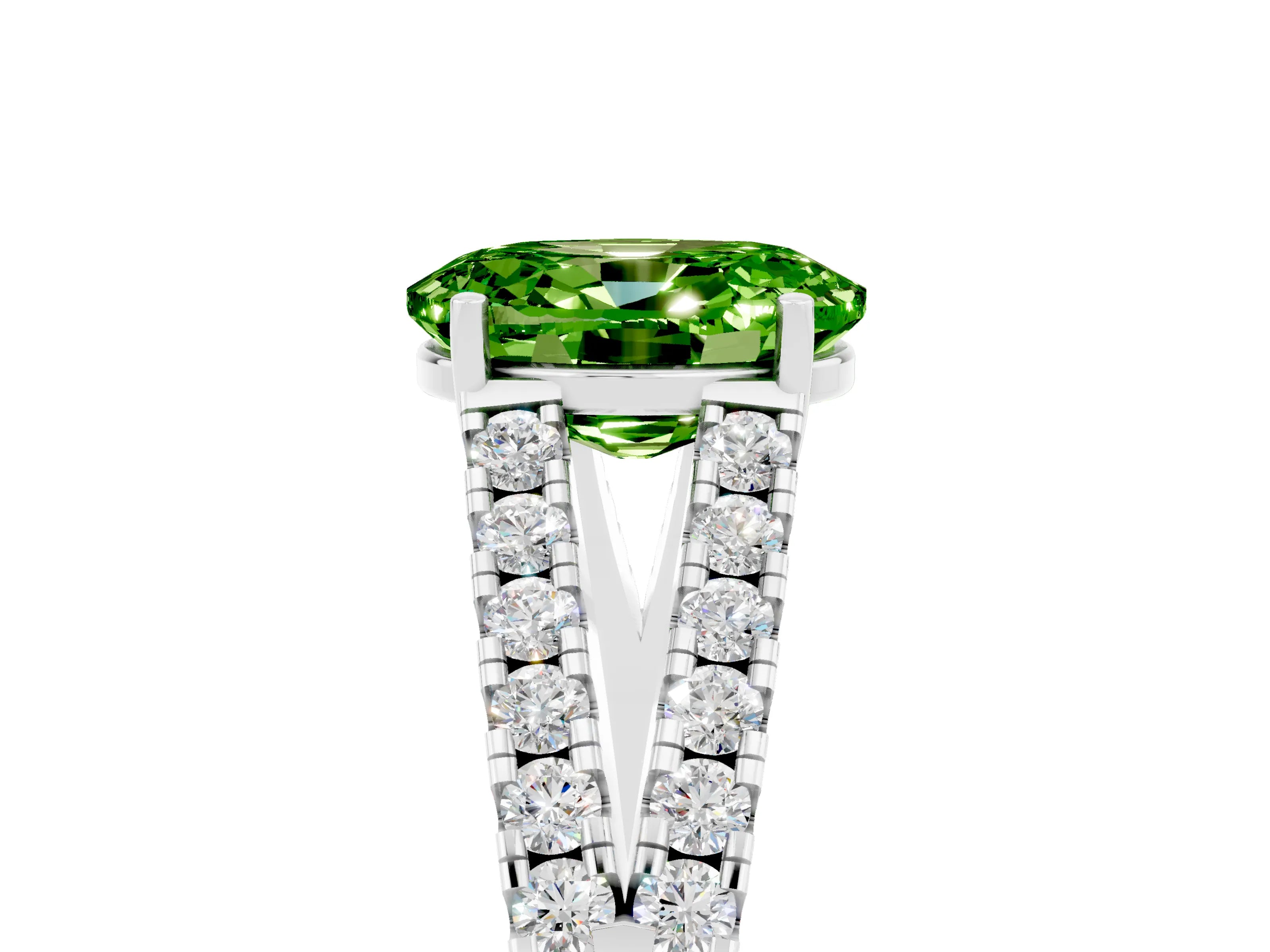White gold Oval Cut Cut Split Shank Pave Diamond Engagement Ring with Four-Prong Setting_5