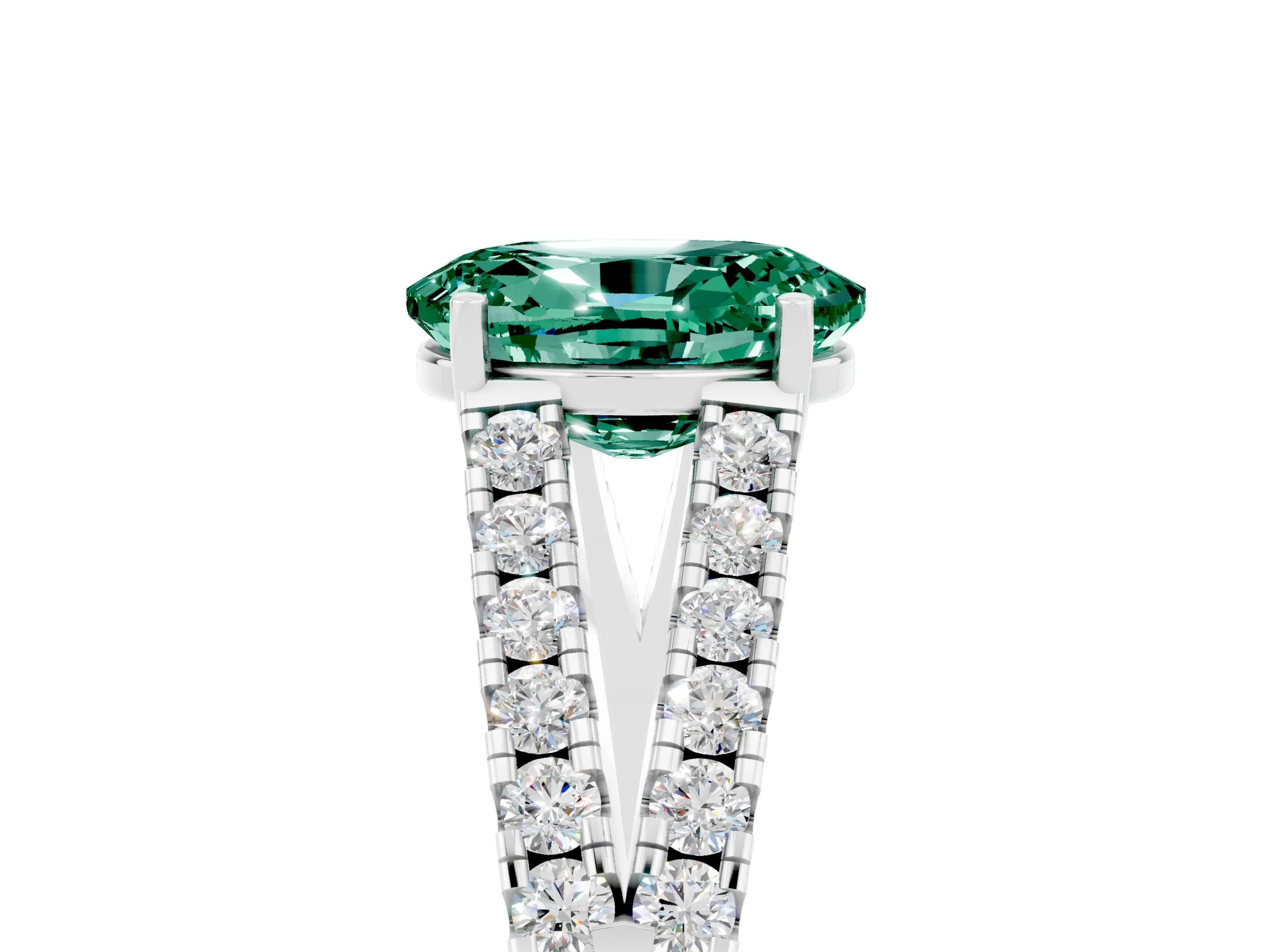 White gold Oval Cut Cut Split Shank Pave Diamond Engagement Ring with Four-Prong Setting_5