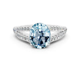 White gold Oval Cut Cut Split Shank Pave Diamond Engagement Ring with Four-Prong Setting