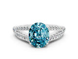 White gold Oval Cut Cut Split Shank Pave Diamond Engagement Ring with Four-Prong Setting
