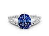 White gold Oval Cut Cut Split Shank Pave Diamond Engagement Ring with Four-Prong Setting