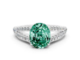White gold Oval Cut Cut Split Shank Pave Diamond Engagement Ring with Four-Prong Setting