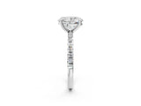 White gold Oval Cut Diamond Brilliant Solitaire Ring with Pavé Band and Four-Prong Setting_179