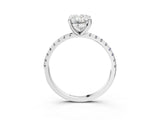 White gold Oval Cut Diamond Brilliant Solitaire Ring with Pavé Band and Four-Prong Setting_180