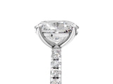 White gold Oval Cut Diamond Brilliant Solitaire Ring with Pavé Band and Four-Prong Setting_182