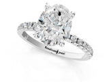 White gold Oval Cut Diamond Brilliant Solitaire Ring with Pavé Band and Four-Prong Setting_9