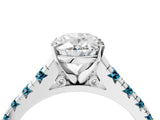 White gold Oval Cut Diamond Cathedral Solitaire Ring with Round with Blue Topaz side stone Pavé Band_4