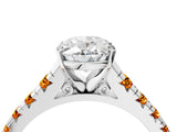 White gold Oval Cut Diamond Cathedral Solitaire Ring with Round with Citrine side stone Pavé Band_28
