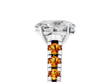 White gold Oval Cut Diamond Cathedral Solitaire Ring with Round with Citrine side stone Pavé Band_29