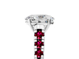 White gold Oval Cut Diamond Cathedral Solitaire Ring with Round with Garnet side stone Pavé Band_17