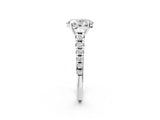 White gold Oval Cut Diamond Cathedral Solitaire Ring with Round with Moissanite side stone Pavé Band_14