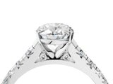 White gold Oval Cut Diamond Cathedral Solitaire Ring with Round with Moissanite side stone Pavé Band_16