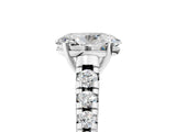 White gold Oval Cut Diamond Cathedral Solitaire Ring with Round with Moissanite side stone Pavé Band_17