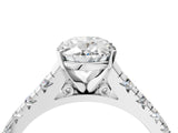 White gold Oval Cut Diamond Cathedral Solitaire Ring with Round with Moissanite side stone Pavé Band_24